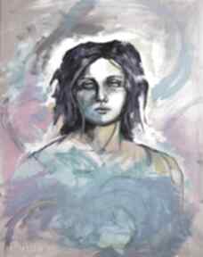 Akryl na płótnie 100x80cm artystki plastyka laube adriana art anioł, portret, obraz, akrylowy