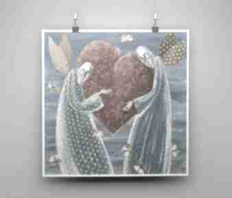 Wielkie serce miłość plakat plakaty marina czajkowska dom, anioły, obraz, sztuka