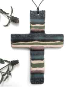 Krzyżyk artystyczny dekoracje ceramika ana krzyż na ścianę, kolorowy, ceramiczny