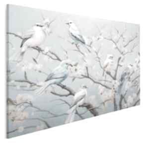 Obraz na płótnie - ptaki styl angielski błękit 120x80 cm 109101 vaku dsgn, z ptakami, obrazie