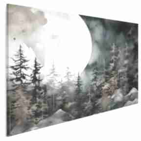 Obraz na płótnie - krajobraz las księżyc drzewa pełnia 120x80 cm 115701 vaku dsgn