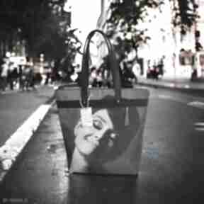 Torba miejska - uśmiech audrey na ramię krasanka torebka shopper, motyw ikona, handmade
