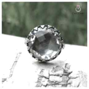 Kryształ górski i srebro - r 12,5 pierścionek 1582a chile art, srebrny, bizuteria