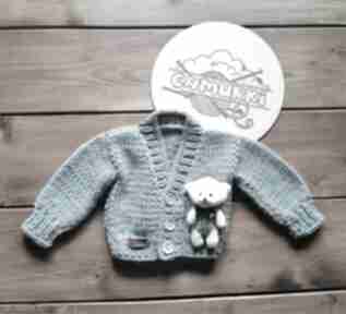 Sweterek z misiem chmurki modny, na drutach, dla dzieci, chłopczyk, prezent, wyprawka