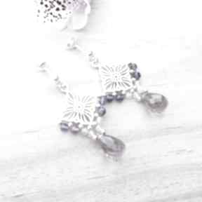 Srebrne kolczyki - biżuteria eleganckie - kamienie naturalne: cytryn, ametryn