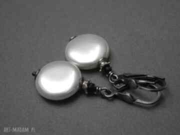 Perłowe medaliony sapphire - kolczyki katia i krokodyl srebro, sea shell, perły