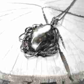 kamień szczęścia wisiorki jan art, biżuteria z miedzi, wire wrapping, wisiorek