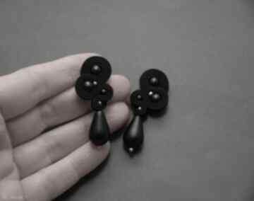 Czarne kolczyki sutasz si su sznurek, wyjściowe, długie, eleganckie, wiszące