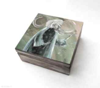 Anioł grający na skrzypcach szkatułka pudełka marina czajkowska dom - 4mara, obraz, sztuka