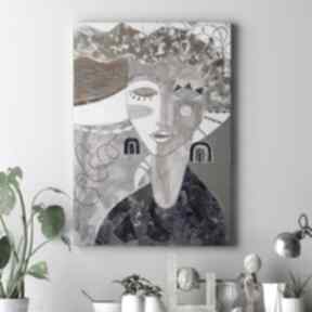 100x70 cm niesforna dama gabriela krawczyk obraz, wydruk, na płótnie, kobieta, twarz
