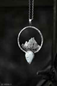 Naszyjnik z górami dziki królik z górska biżuteria, larimarem, srebrny