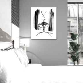 Grafika pocałunek 6a, 70x90, nowoczesny obraz czarno biały do salonu, sypialni renata