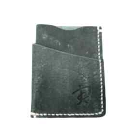 Minimalistyczny turkusowy portfelik ze skóry na karty ręcznie uszyty robert zmuda mały portfel