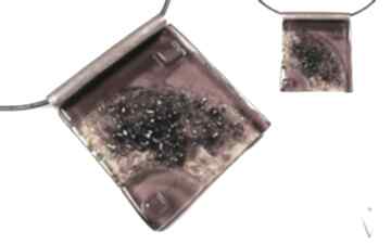 Atlantis brown dark - duży wisior szklany biżuteria autorska wykonana w technice fusing