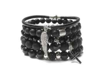 Glam rock vol set onyksy blackstone shamballa skóra rzemień