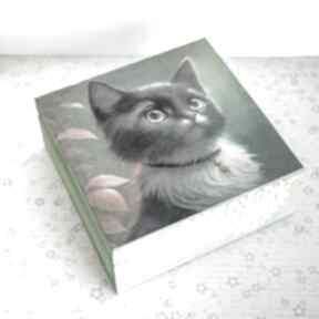 drewniane - kotek pieszczoszek pudełka mały koziołek pudełko, kot, kociara, dla niej, niego