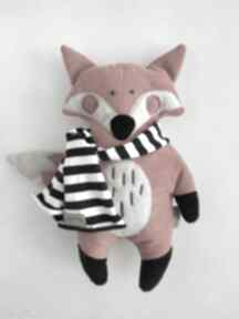 Lis z szalikiem w pasy zabawki bamsi fox, prezent, pluszak, wyjątkowy, skandynawski