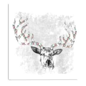 Obraz na płotnie - 80x80cm jeleń szkic wysyłka w 24h 0283 ludesign gallery, wydruk, deer