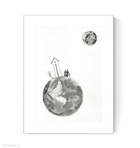 Grafika A4 malowana ręcznie, abstrakcja, styl skandynawski, czarno biała, 3055211