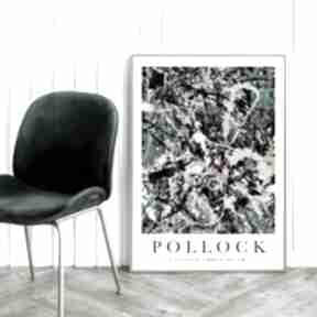 Pollock green silver - plakat 50x70 cm plakaty hogstudio, modne popularne obraz