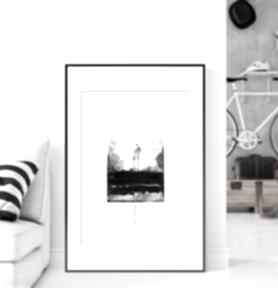 Grafika 50x70 cm wykonana ręcznie, abstrakcja, elegancki minimalizm, obraz do salonu minimal