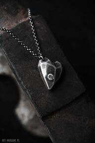 Srebrny z naszyjniki dziki królik prezent na walentynki - srebro oksydowane, geometryczne