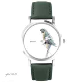 turkusowa skórzany, zielony zegarki yenoo zegarek, bransoletka, papuga, egzotyczny