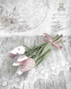 Kwiaty ręcznie szyte z bawełny. Dekoracja, ozoba do domu tulipany dekoracyjne
