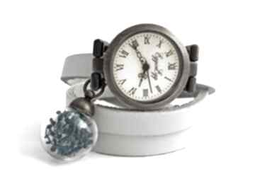 Turkus zegarek bransoletka prawdziwe kwiaty kulka skórzany bardzo