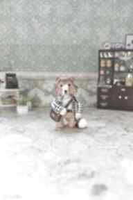 Collie w kraciastym płaszczu dekoracje qletta clay bajkowa figurka, urocza psa, miniaturowa