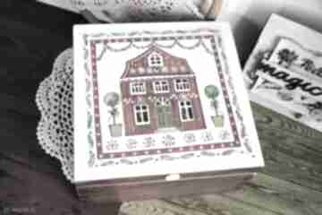 Pomysł na upominek! Pudełko drewniane - skandynawski domek pudełka mały koziołek, gwiazdka