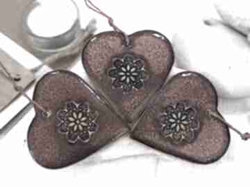 Prezenty świąteczne? 3 ceramiczne ozdoby serca - lawa dekoracje fingersart - ceramika