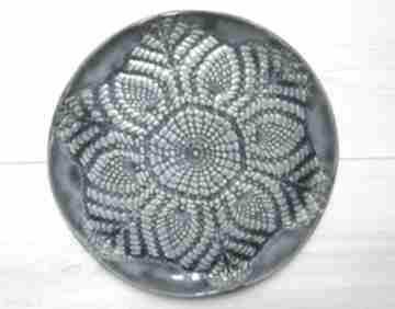 Dekoracyjna koronkowa patera ceramiczna ceramika ana talerz z koronką, prezent dla babci