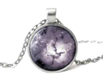 Fioletowa nebula - medalion z łańcuszkiem naszyjniki eggin egg, kosmos, galaxy