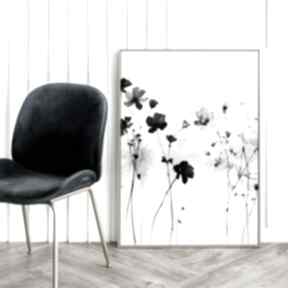 Plakat biało czarne kwiaty - format 50x70 cm plakaty hogstudio, na prezent, do sypialni
