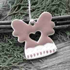 Aniołek zawieszka ozdoba na choinkę na stroik serce dekoracje świąteczne