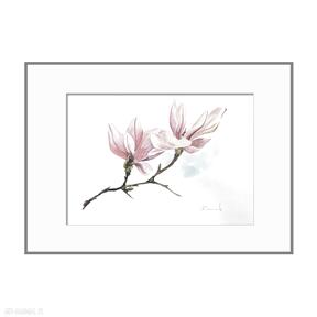 ajan art. akwarela ręcznie-malowane magnolie kwiaty tryptyk