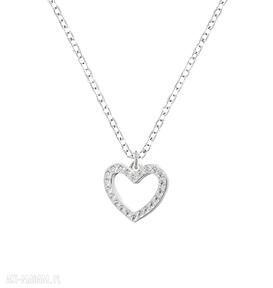 Celebrate heart with zircons necklace serce walentynki srebro