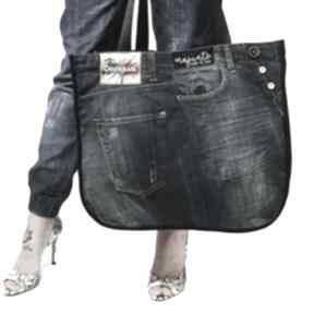 Duża desigual 54 od majunto na ramię torba, jeans, upcykling