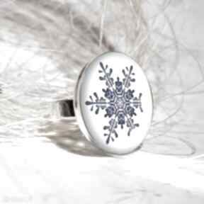 Pod choinkę śnieżynka: śliczny duży pierścionek artystyczny gala vena błękitny, świąteczny