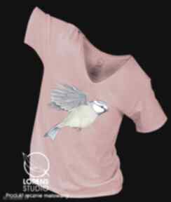 Ręcznie malowana sikorka - dostępna od reki bluzki lorens studio t-shirt, koszulka, ptak