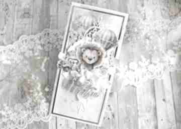 Kartka urodzinowa dla dziecka prezent na urodziny "little lion" gotowa scrapbooking lulaczkowo