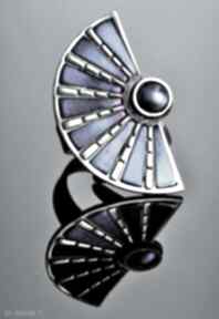 Srebrny z shambala z regulowany, nowoczesny pierścionek, kolorowy biżuteria artystyczna