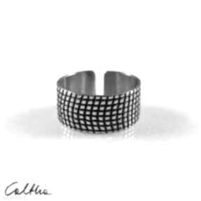 Kratka - 2201-08 caltha obrączka, srebrny pierścionek, szeroka męska regulowana