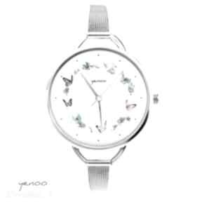 Zegarek, bransoletka - wianek motyle zegarki yenoo, kwiaty, metalowy, prezent