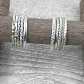 ze srebra, ręcznie piłowane wzory loopart pierścionek obrączka zaręczyny, z wzorami