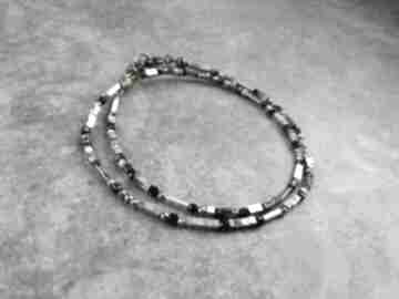Srebrzysta bransoletka lahovska błyszczaca biżuteria, srebro, kamienie naturalne, na karnawał