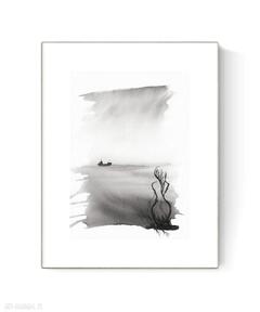Grafika 21x30 malowana ręcznie na papierze, 3483612 art krystyna siwek obraz do salonu, czarno