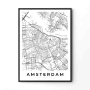 Plakat obraz mapa amsterdam 50x70 cm B2 hogstudio