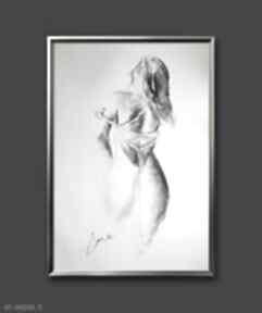 kobiecy 100x70 galeria alina louka kobieta szkic - duży czarno grafika, biały obraz
